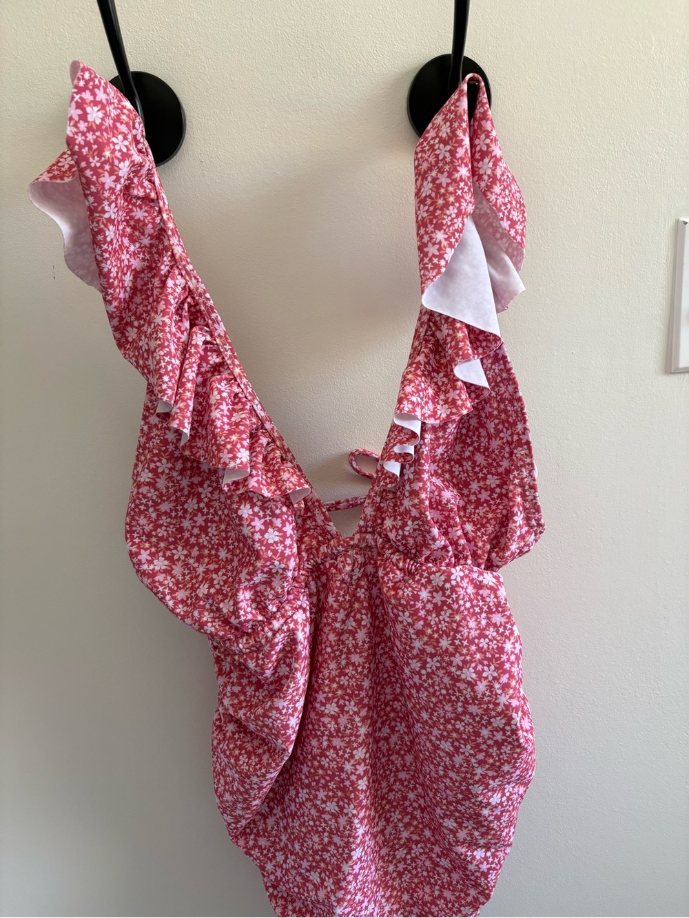 Pinkblush Maternity Swimsuit - Pink Floral Ruffled V-Neck Top